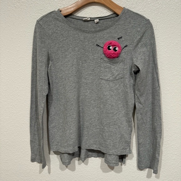 kids gap grey & pink pocket long sleeve t shirt top - Picture 1 of 7